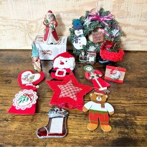 Vintage Christmas ornaments and decorations lot bundle of 13